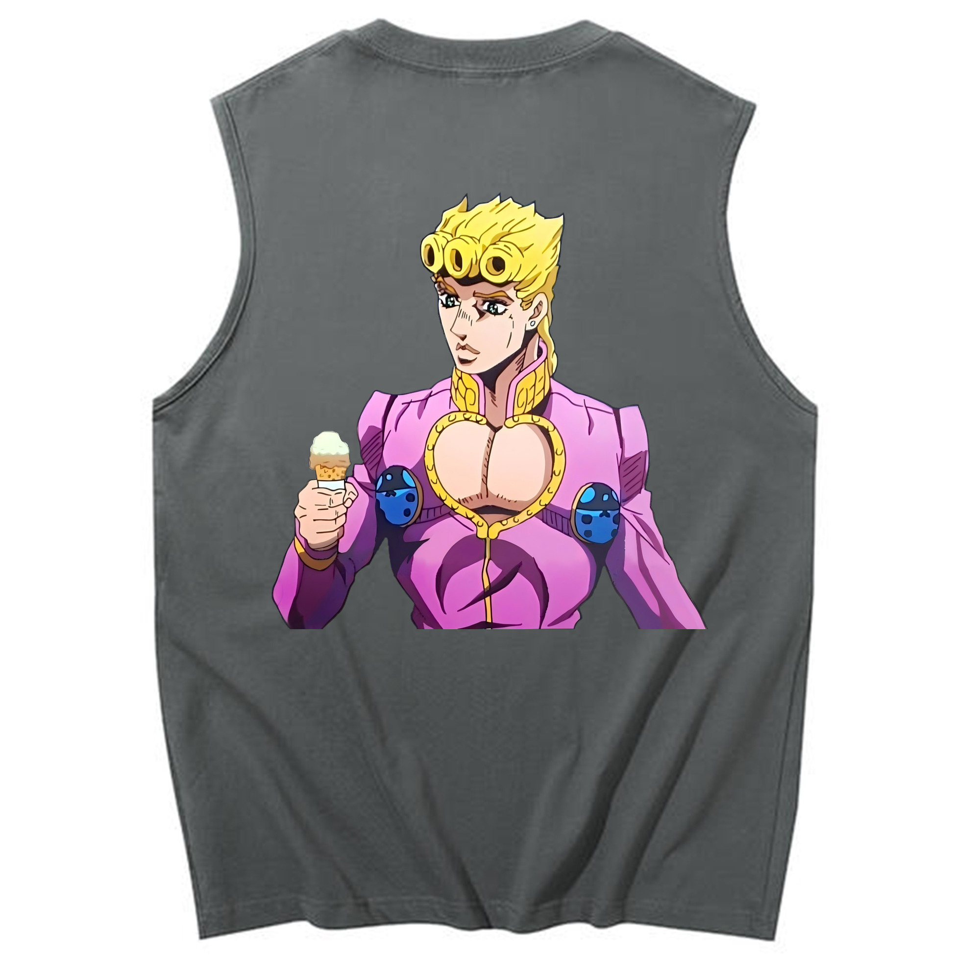 （画像用） ジョジョの奇妙な冒険 ジョルノ?ジョバァーナ JoJo's Bizarre Adventure Giorno Giovanna コットン100％タンクトップ（背面プリント）